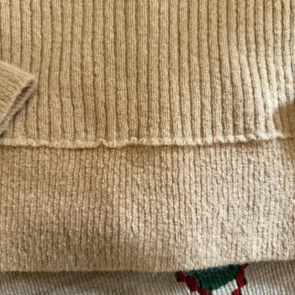 Free People Tan Ribbed MIMOSA CARDIGAN SWEATER